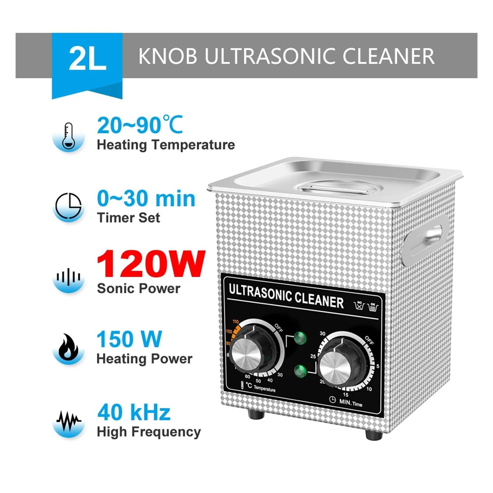 Ultradźwiękowa Wanna Czyszcząca 2L 60W/120W Ze Stalowym Koszykiem, Podgrzewaczem, Cyfrowym Wyświetlaczem, Zmywarką, Ultradźwiękami, Sprzętem AGD Super Wydajne Czyszczenie