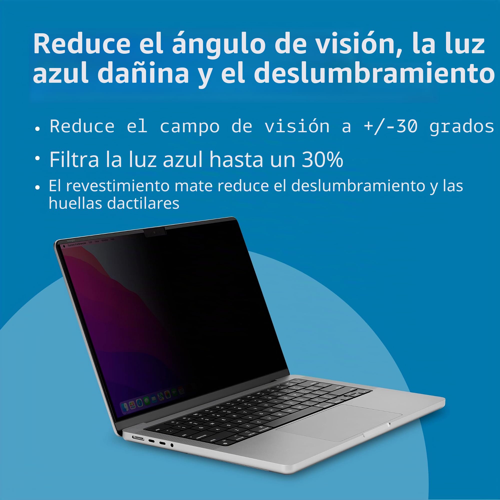 Kensington, MP14 - Pantalla magnética de privacidad para MacBook Pro de 14 Pulgadas (2021-2024, M1, M2, M3, M4, Pro MAX), Pantalla de privacidad extraíble, antideslumbrante, Filtro de luz Azul