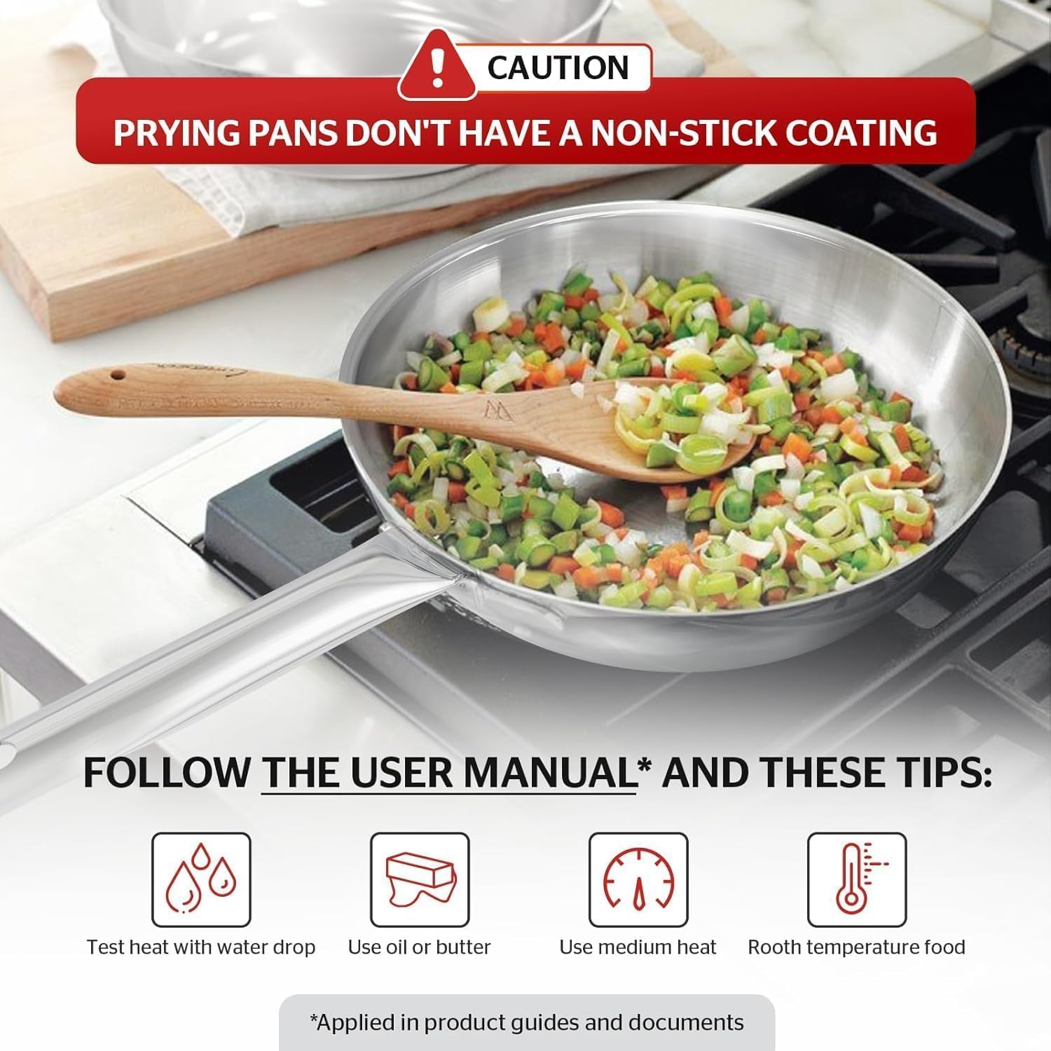 Sunhouse 10 Inch Tri-Ply Stainless Steel Frying Pan, Whole-Clad No Coatings Skillet with Stay-cool Handle for Cooking, Durable & Oven Safe to 500°F, Dishwasher Safe, Compatible with All Cooktops - Image 8