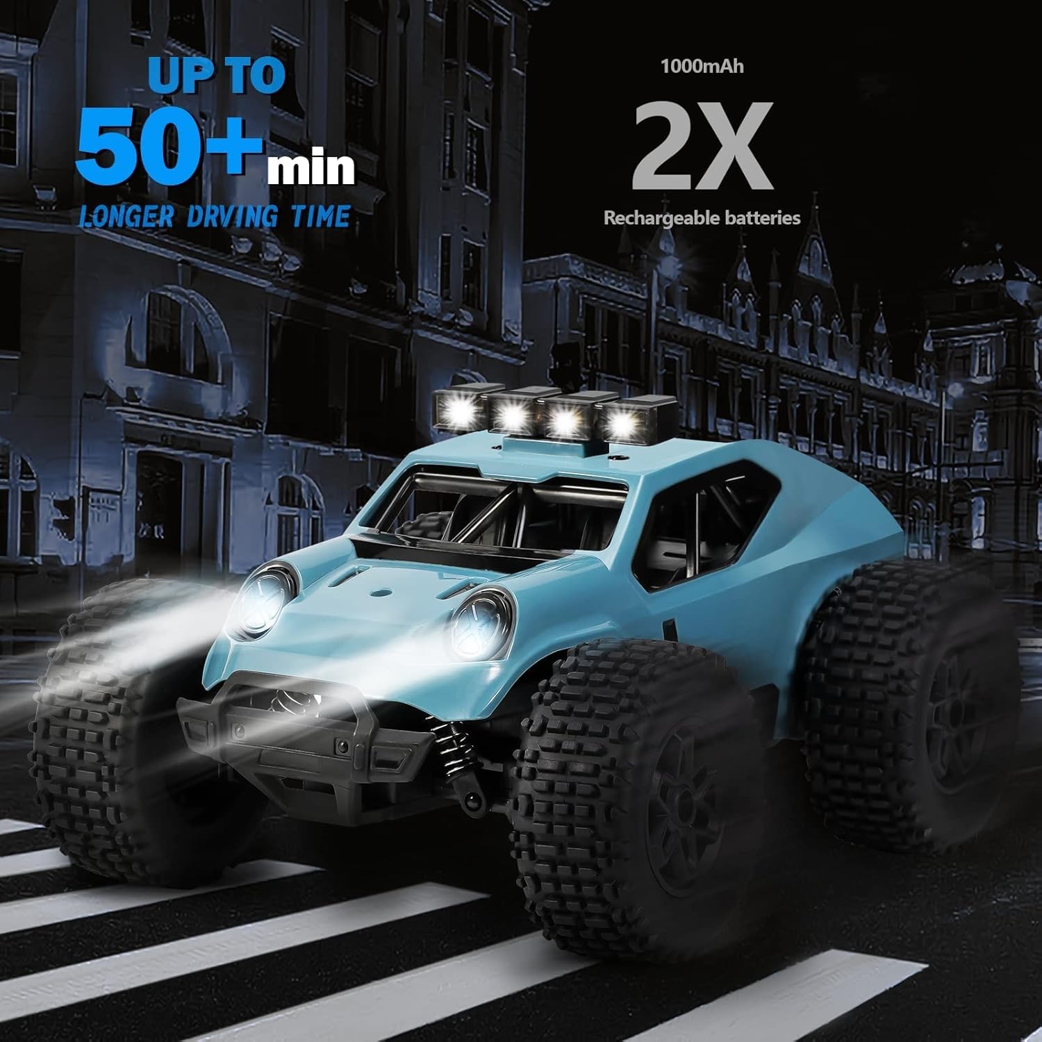 Kizeefun Voiture Télécommandée, 2,4 Ghz 1/20 RC Véhicule Tout-Terrain 20 Km/H Jouet Électrique Tout-Terrain avec 2 Piles 50 Min De Lecture Et Phare LED Cadeaux d'anniversaire Fête Cadeau