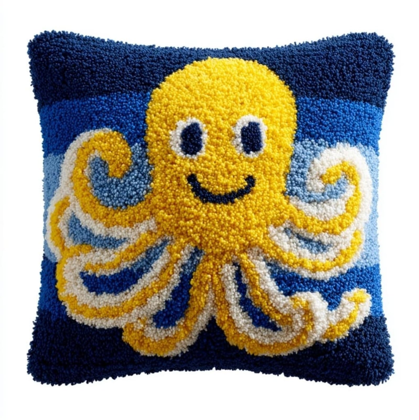 WallustrioaW Latch Hook Pillow Kit 43x43cm,Cartoon Octopus