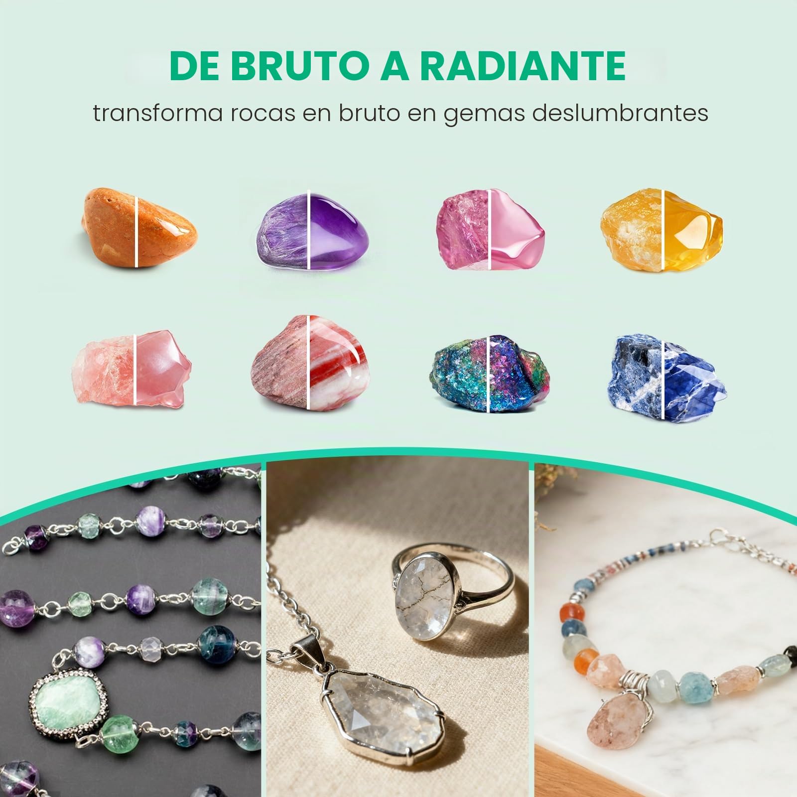 Huanyu Pulidora de rocas capacidad máx. 1.8 kg, Motor de 9 Velocidades, Temporizador de 9 Días, Pulidora de Piedras, Incluye accesorios completos para adultos y coleccionistas aficionados al bricolaje