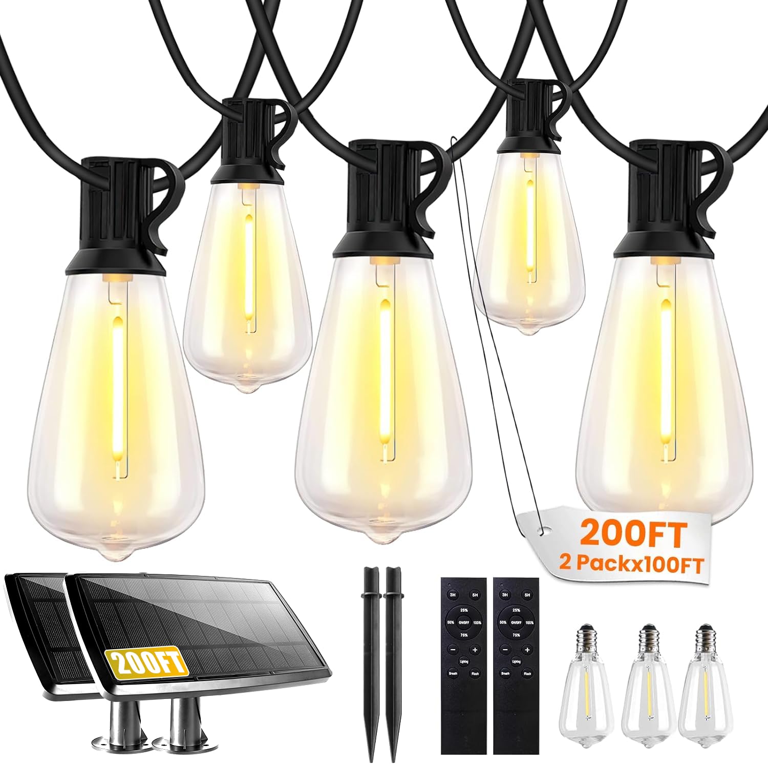 Solartone ソーラートーン Bright Light ME+ Bdrofn 200FT Solar String Lights Outdoor Waterproof, Solar Patio