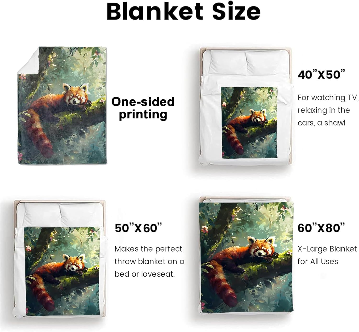 Red Panda Jungle Throw Blanket Gifts for Women Girls Kids Adults, 50x60 in, Flannel Blankets for Bedroom, Camping, Couch, Room Decor, Fuzzy Warm Cozy Soft - Image 3