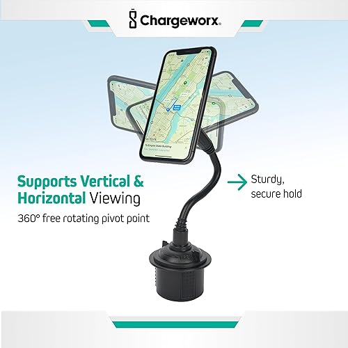Miniatura 7 de CHARGEWORX Soporte magnético para teléfono  Soporte universal para teléfono celular de coche con cuello de cisne ajustable de 360 y base de bloqueo