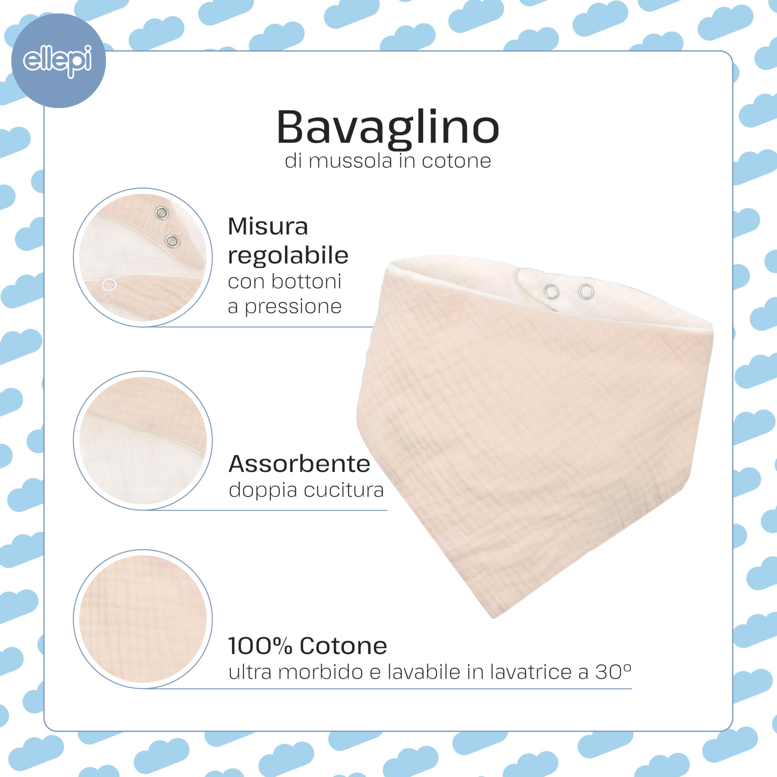 Ellepi Doudou Neonato Set Regalo Nascita Bio - Set Completo con Doudou, Bavaglino e Massaggia Gengive in Cotone Biologico per Neonati 0-3 Mesi (Rosa)
