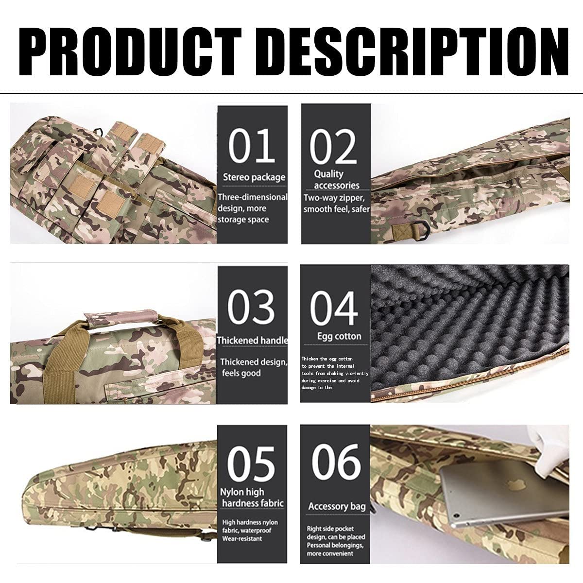 Fundas para Escopetas de Caza, Bolsa de Almacenamiento de Caja de Rifle, Fusil Airsoft Funda, Correa Extraíble para Caza Pesca Mochila Impermeable
