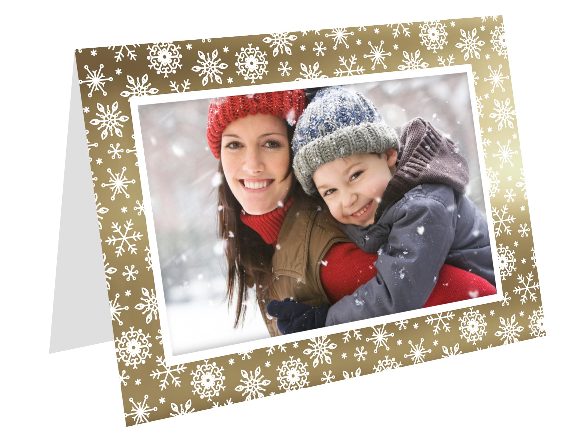 Shot2go Pack of 6 Christmas Photo Cards (Gold White Snowflake), 4X6 Inches - Image 4