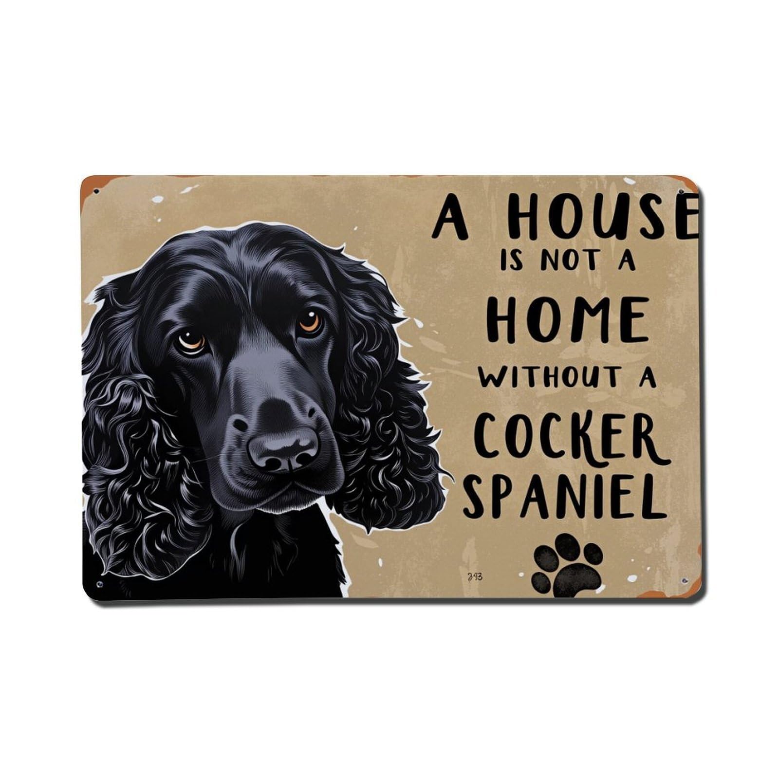 Ndieha Vintage Cocker Spaniel Dog Art Print Tin Sign Metal Poster Retro Bar, Home, Man Cave, Kitchen, Laundry Room Wall Art Decor Gift 8X12 Inch