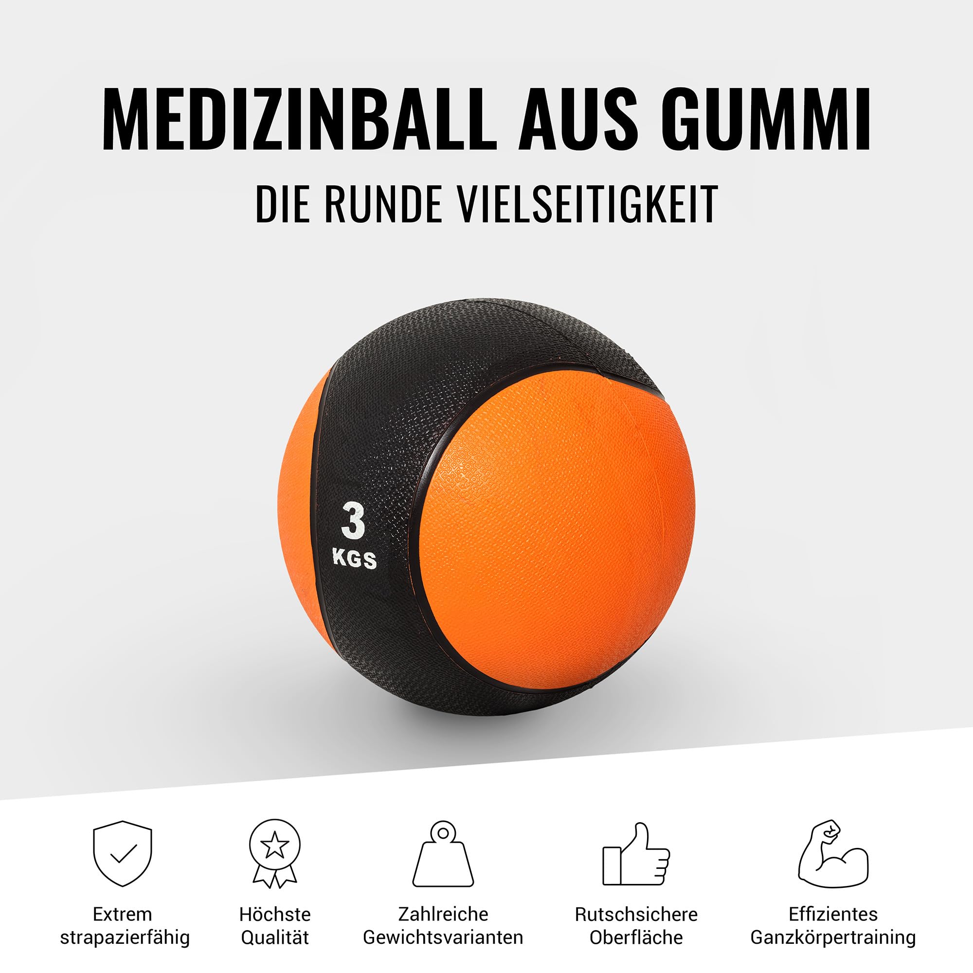 GORILLA SPORTS® Balón medicinal – Individual/Set, 1 kg, 2 kg, 3 kg, 4 kg, 5 kg, 6 kg, 7 kg, 8 kg, 9 kg, 10 kg Pesos, con superficie de agarre, de goma, color a elegir – Slam Ball, pelota de