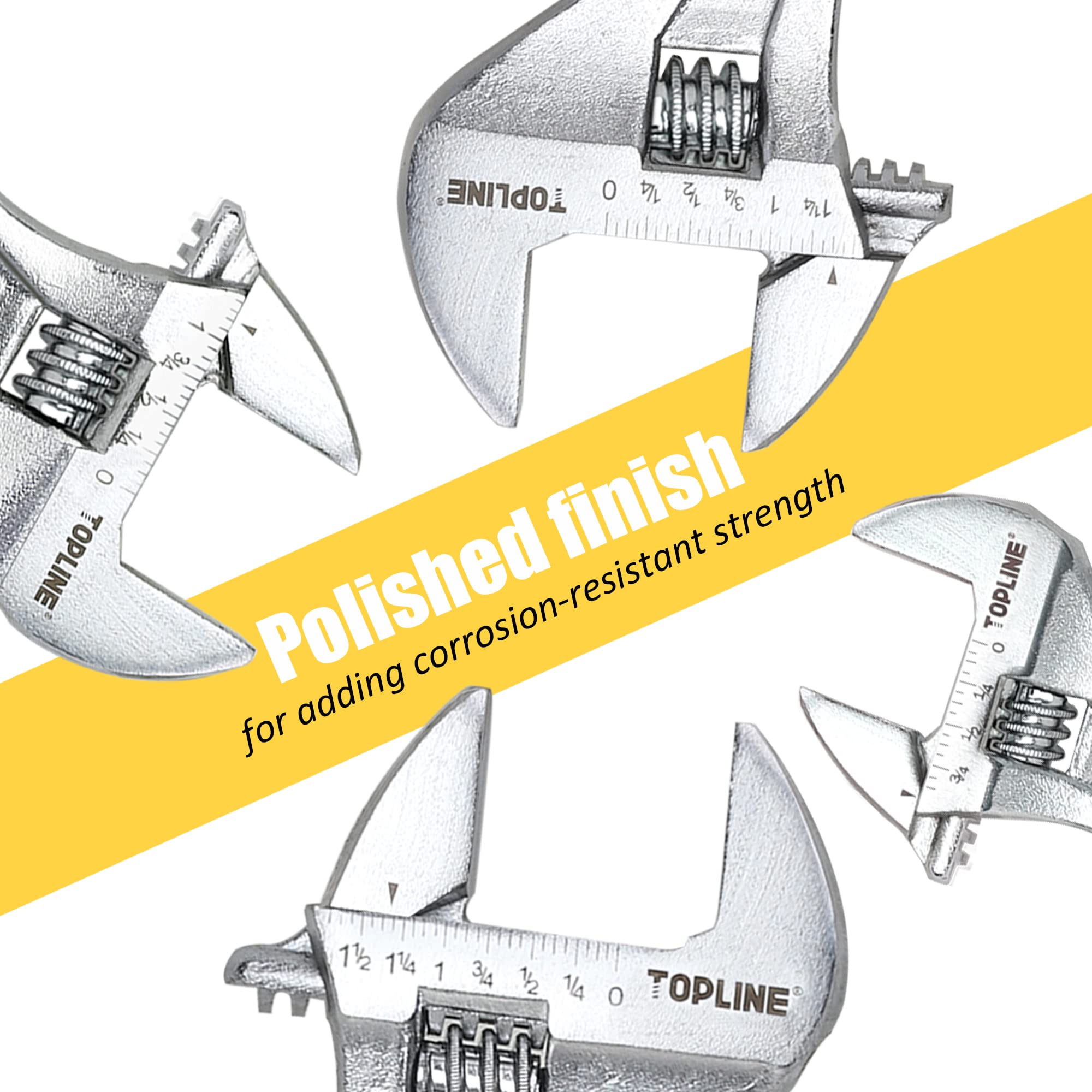 Topline Adjustable Wrench Set - 4 Piece -4