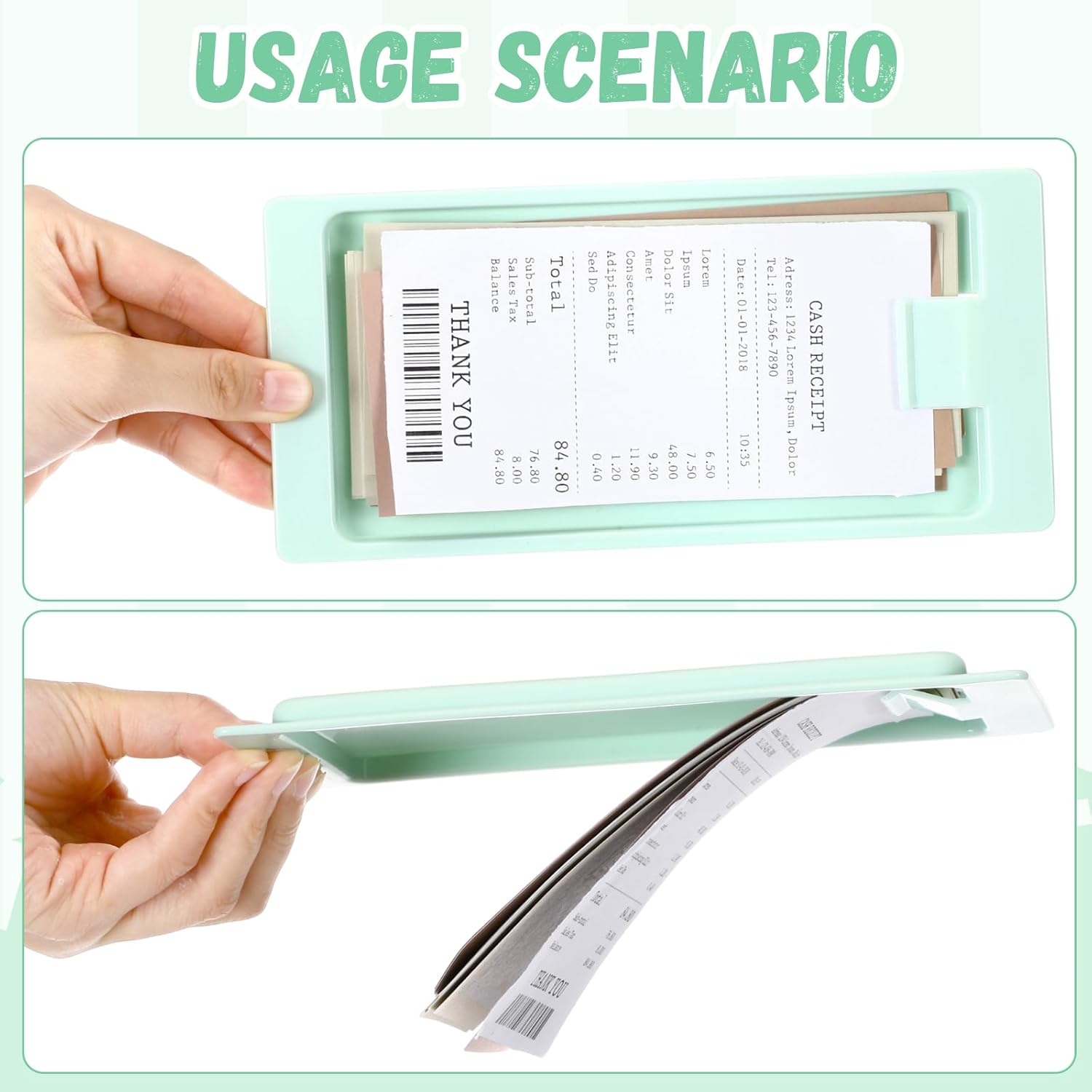 PerKoop 32 Pack Check Holders Check Presenters for Restaurant Plastic Guest Receipt Tip Trays Bill Credit Card Holder Waitress for Bars Hotels (Green)