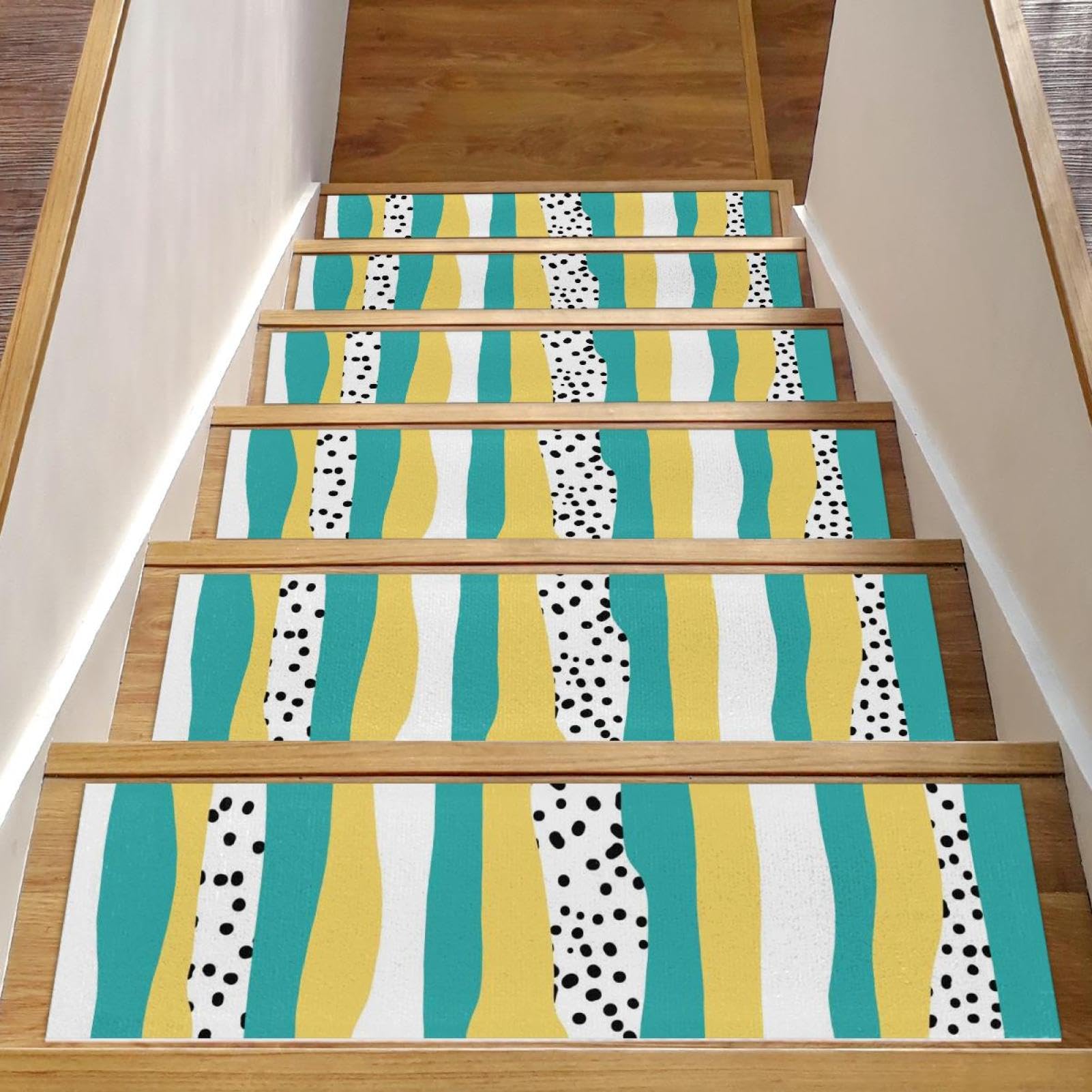 Tapis d'escalier antidérapants avec envers TPE haute adhérence pour marches en bois | 15 pcs