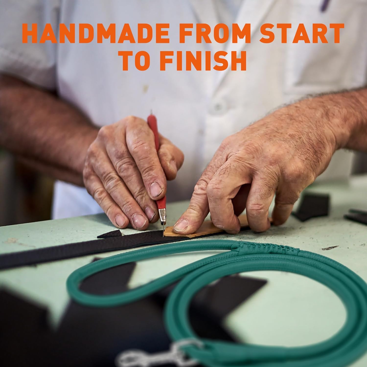 Dogline Soft and Padded Rolled Round Leather Leash for Dogs W3/8" - L48, Teal