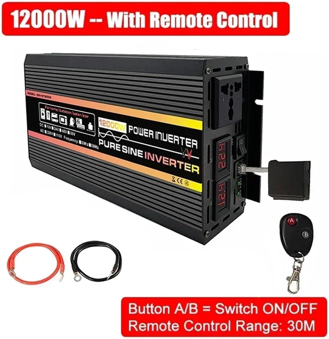 10000W/12000W Inverter Voltage Converter DC 12/24/48/60V to AC 220V 110V Transformer Solar Power Inverters(24V-110V 60HZ)