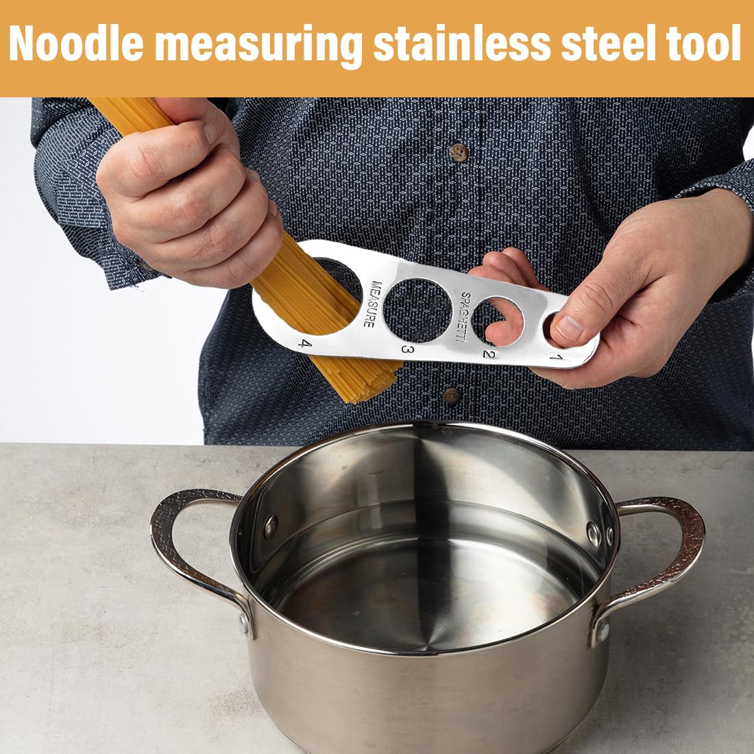 Medidores para la pasta Paquete de 3 medidas para pasta de acero inoxidable, medida para pasta de acero inoxidable, medida para pasta de acero inoxidable con 4 orificios de medición (plata)