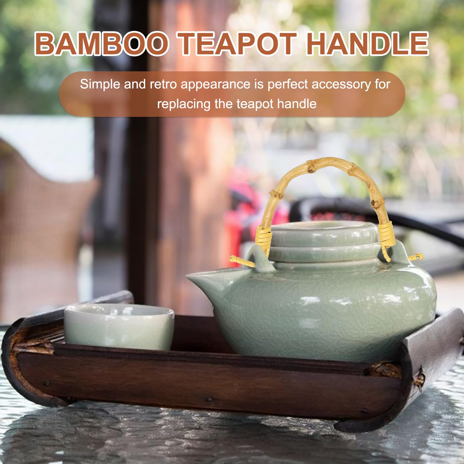 QUARKZMAN Asa De Tetera De Bambú 2 Pcs Asa De Rattan Con Alambre En Forma De U Para Tetera De Cerámica Y Barro Con Espaciado De 4.7-5.1" Accesorios Y Suministros Para Teteras Dorado