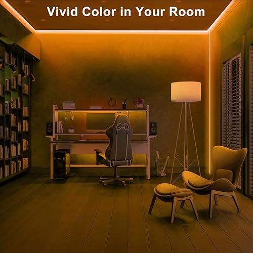 Miniatura 5 de Tatazone Tira de luces LED COB de 1800 K con control remoto RF, 16.4 pies, regulable, brillante, ultra sin puntos, tira de luz LED COB cálida ámbar,