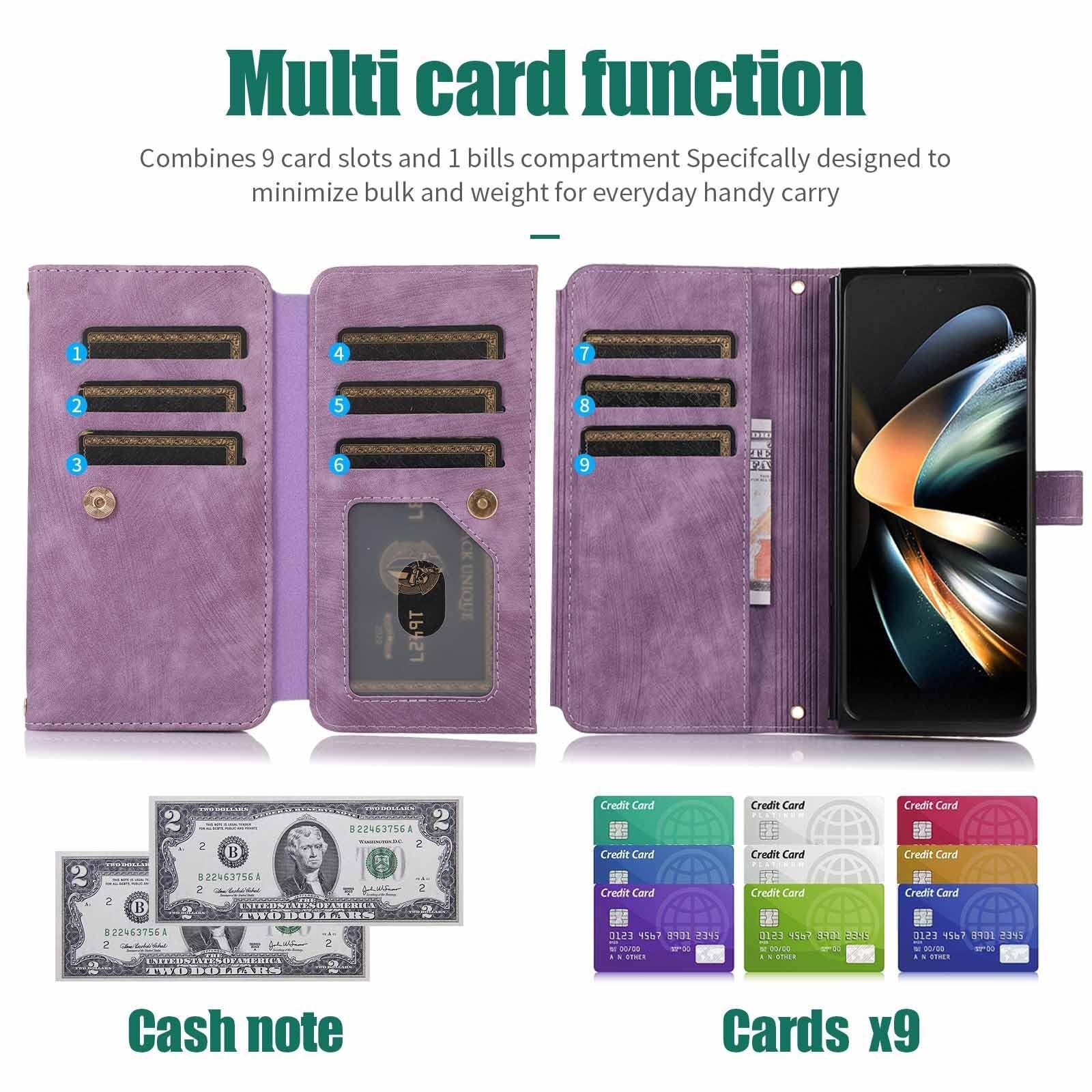 Generic Etui kompatybilne z Samsung Galaxy Z Fold 6 (kolor: zielony) portfel z klapką skórzane magnetyczne etui na tył telefonu