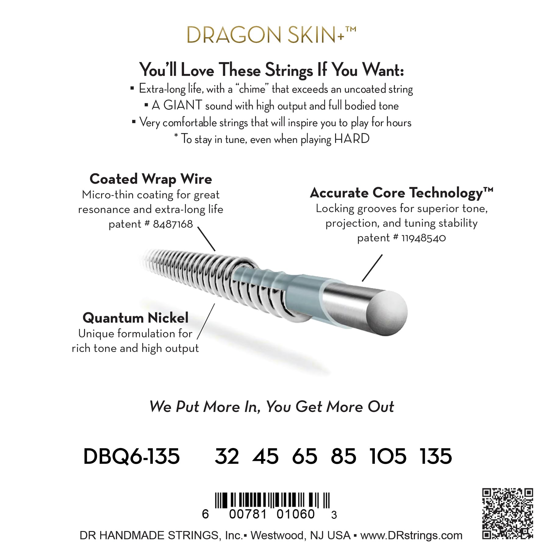 DR Dragon Skin+ Quantum struny basowe niklowe – 32-135