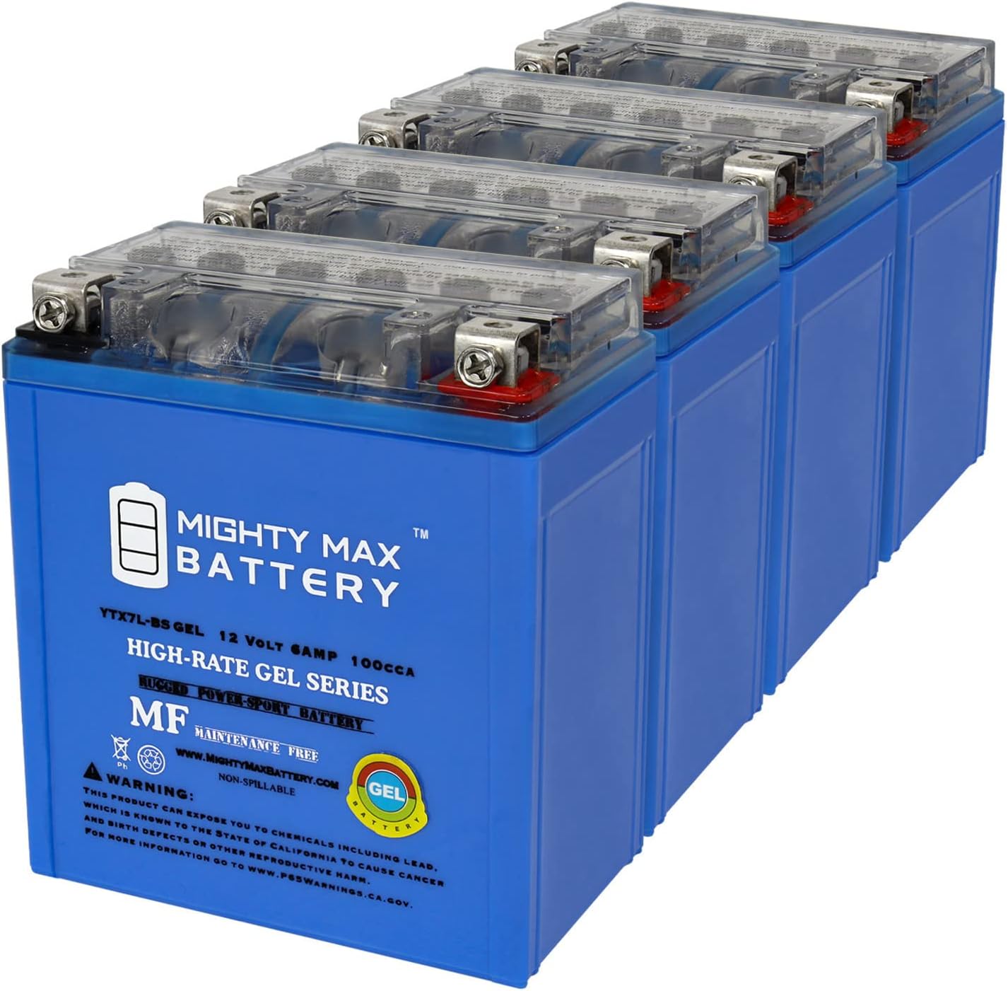 Mighty Max Battery YTX7L-BS GEL 12V 6AH Gel Battery for Motorcycle - 8 Pack