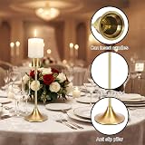 Luxvara Kerzenständer Stabkerzenhalter 3er Set, Metall Kerzenhalter Stab, Vintage Dekorativer Kerzenhalter, Kerzenleuchter Candle Holder für Party Hochzeit Deko Wohnkultur, 23/20/17 cm (Gold)