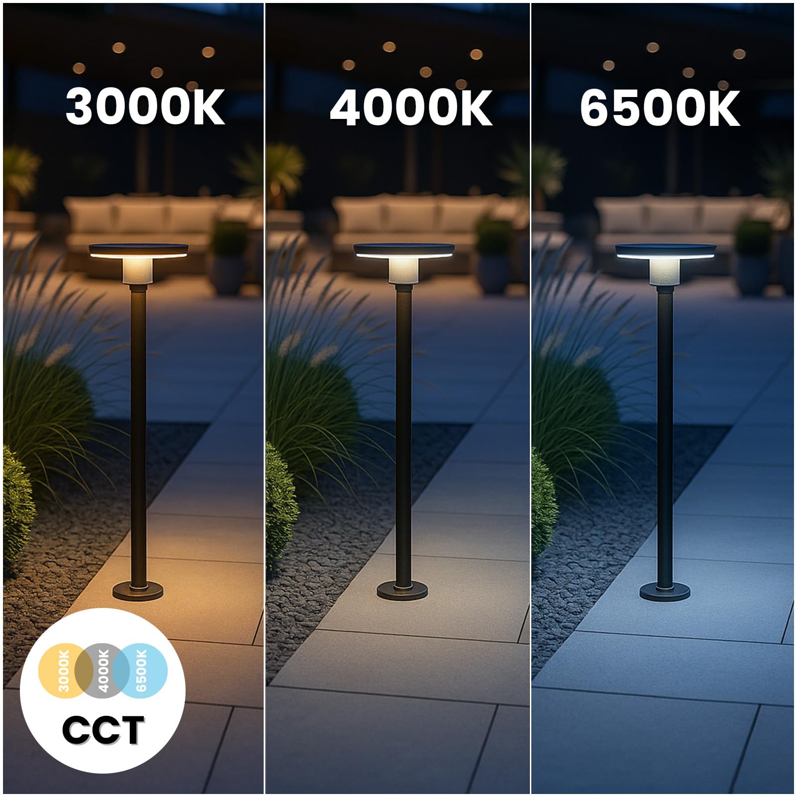 Lumiled LED Wegeleuchte CCT 12W 3000–6500K 80cm IP65 Aluminium Schwarz Pollerleuchte Gartenleuchte Außen Stehlampe wasserdicht Modern Außenleuchte Wegbeleuchtung für Terrasse und Einfahrt