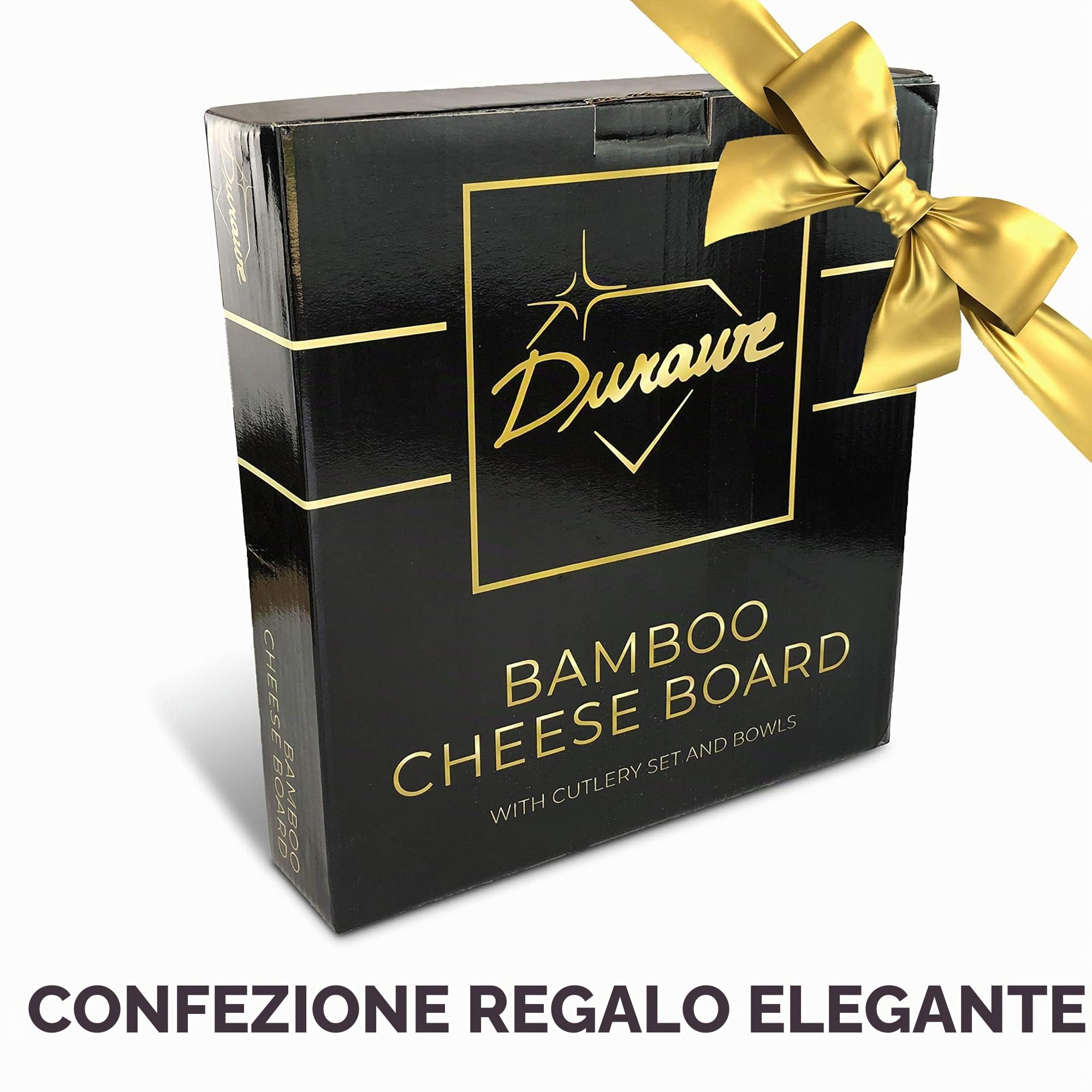 Tagliere in Bambù per Formaggi e Set di Coltelli, Ciotole di Ceramica e Apribottiglie – Tagliere Salumi Legno, Ideale per Serate Gourmet, Regali di Compleanno, Nozze, Mamme
