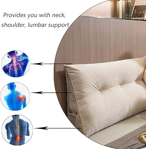 Miniatura 4 de Almohada grande de lectura y reposo en cama, almohada triangular de cuña para cabecero, soporte de posicionamiento del respaldo, para cama de día