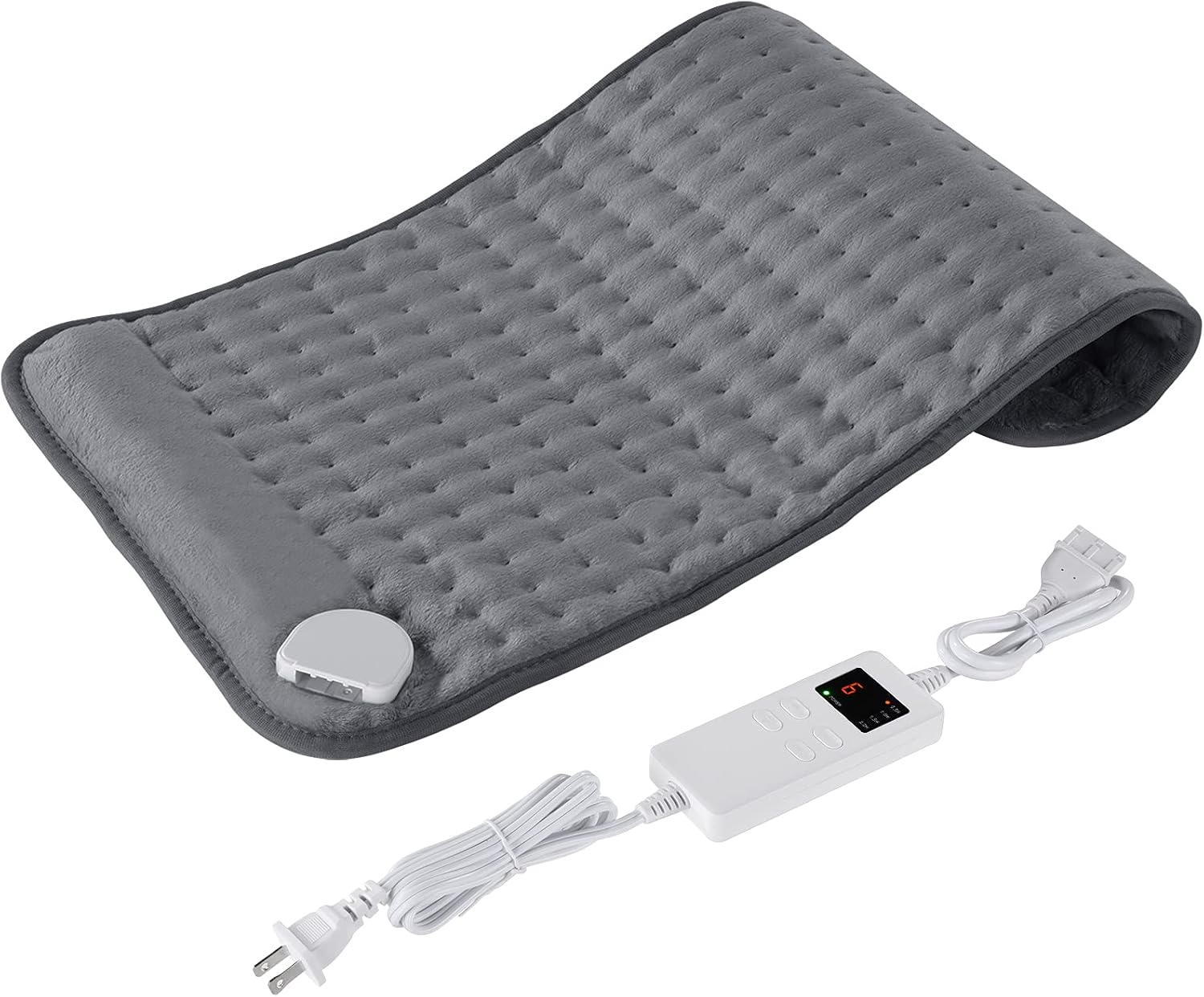 Heating Pad for Pain and Cramps Relief 12” x 24” Ultra Soft Electric Heated Pad with 6 Heating Settings & 4 Timer Auto Shut Off for Neck Back Shoulder Pain & Sore Muscle Relief Washable Dove Grey