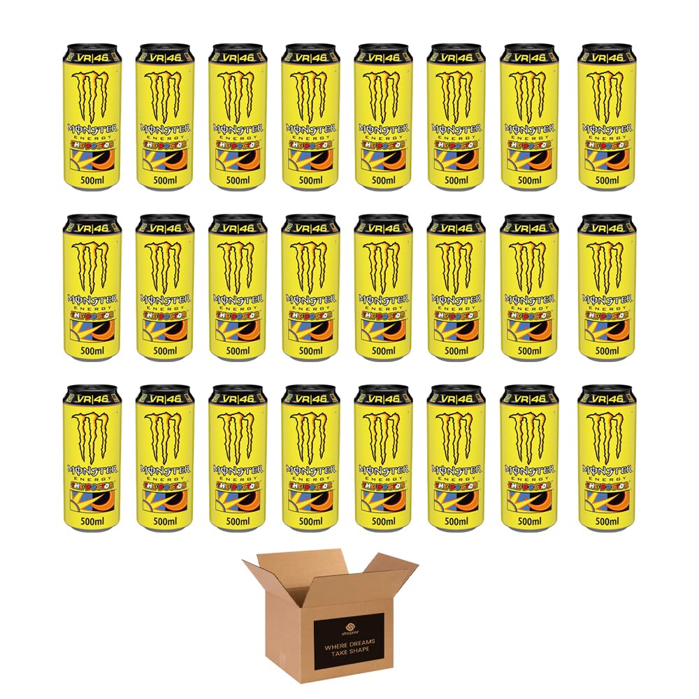 Monster Energy Drink Flavours | Juiced, Zero Sugar, Ultra, Monarch, Fiesta Mango, Strawberry Dreams, VR46, Punch | High Caffeine Sports Energy Drink | 500ml (Pack 24, Vr 46 The Doctor)