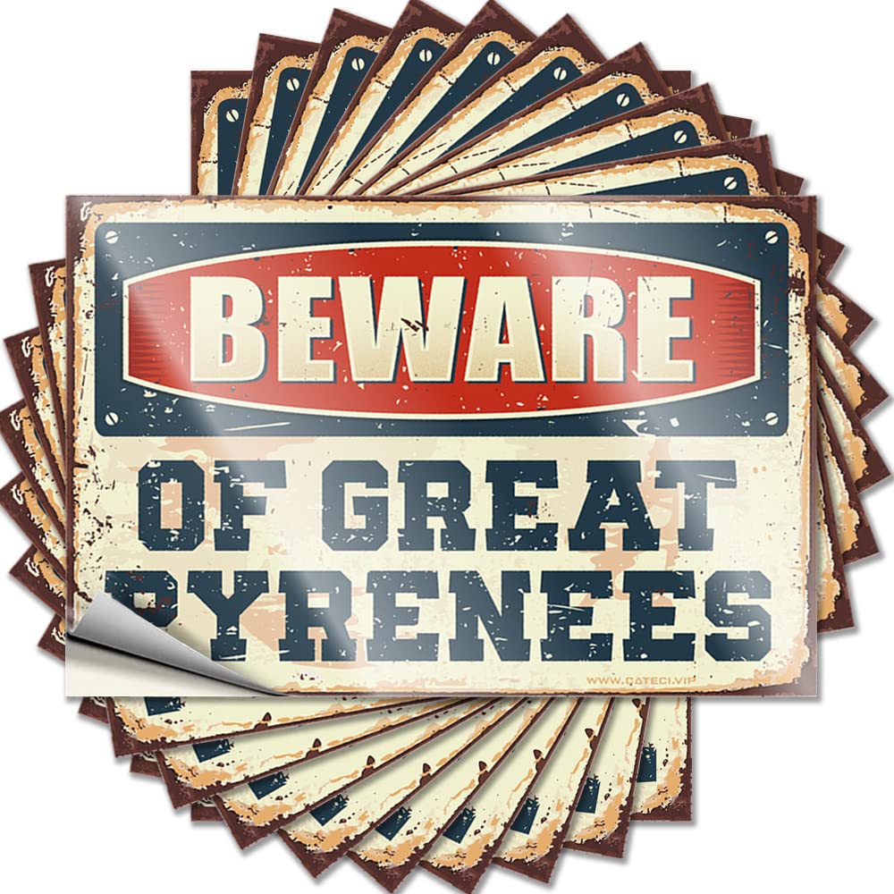 Car Stickers for Men Beware of Great Pyrenees Funny Sticker 10 Pcs Car Decals Bumper Stickers(8X12CM)