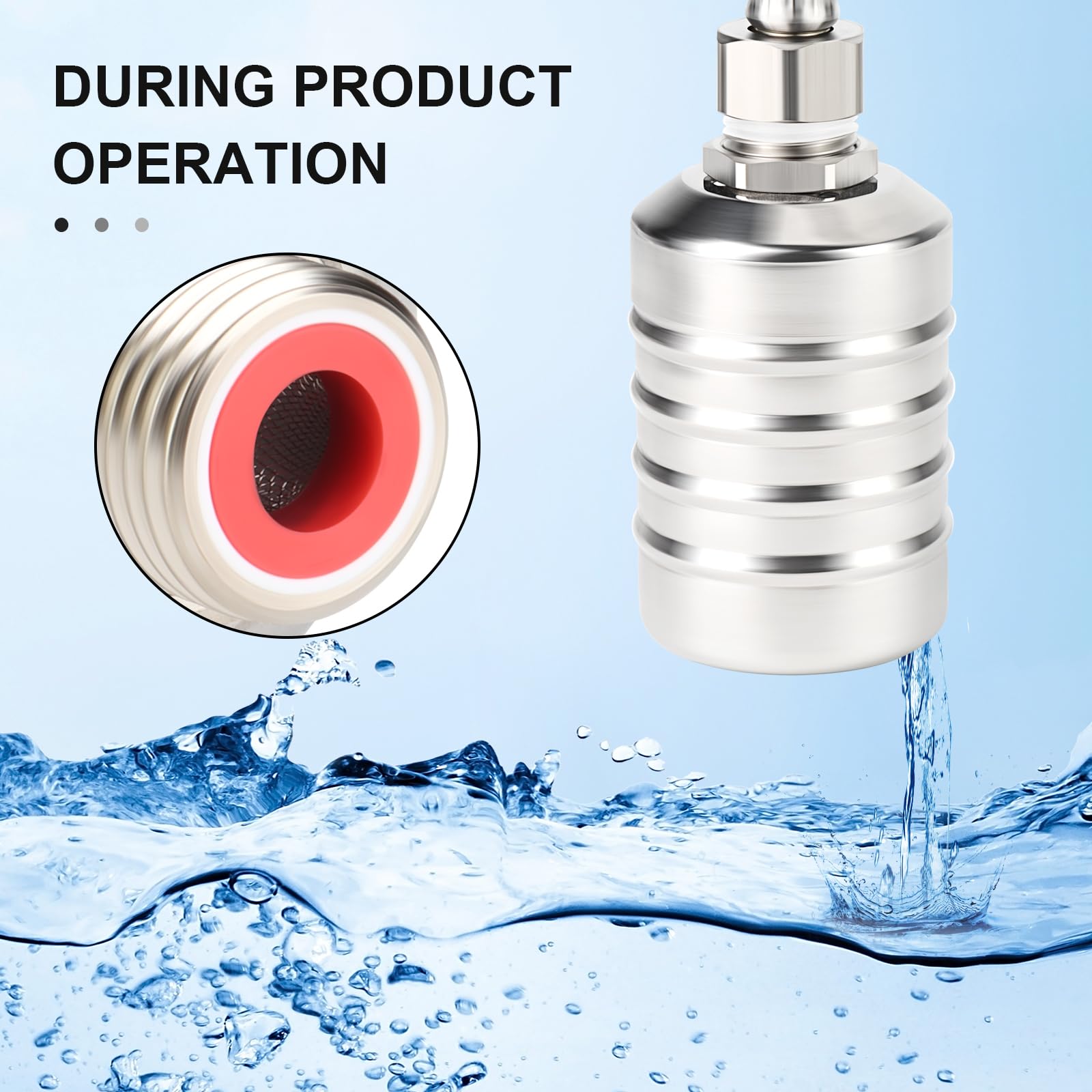 TAISHER Válvula de flotador de control automático de nivel de agua de acero inoxidable 304 de 1/2" 3/4" con adaptador y línea de suministro de agua, para tanque de agua, control de nivel de agua de