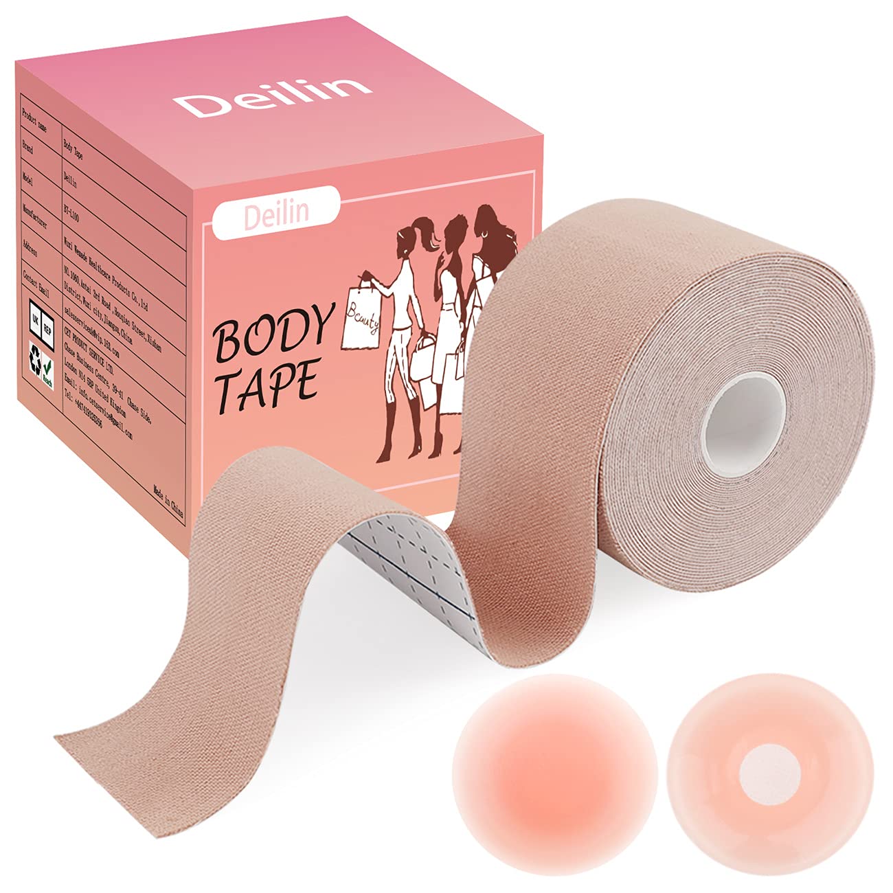 Deilin Kinesiology Tape Precut(3 Pack), Elastic Therapeutic Sports Tapes for Knee Shoulder and Elbow, Waterproof Athletic Physio Muscles Strips, Breathable, Waterproof, Latex Free, Free Taping Guide