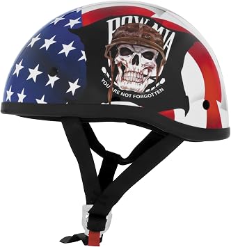 Skid Lid Unisex Adult Original POW MIA Red, White, and Blue Half Helmet 646959