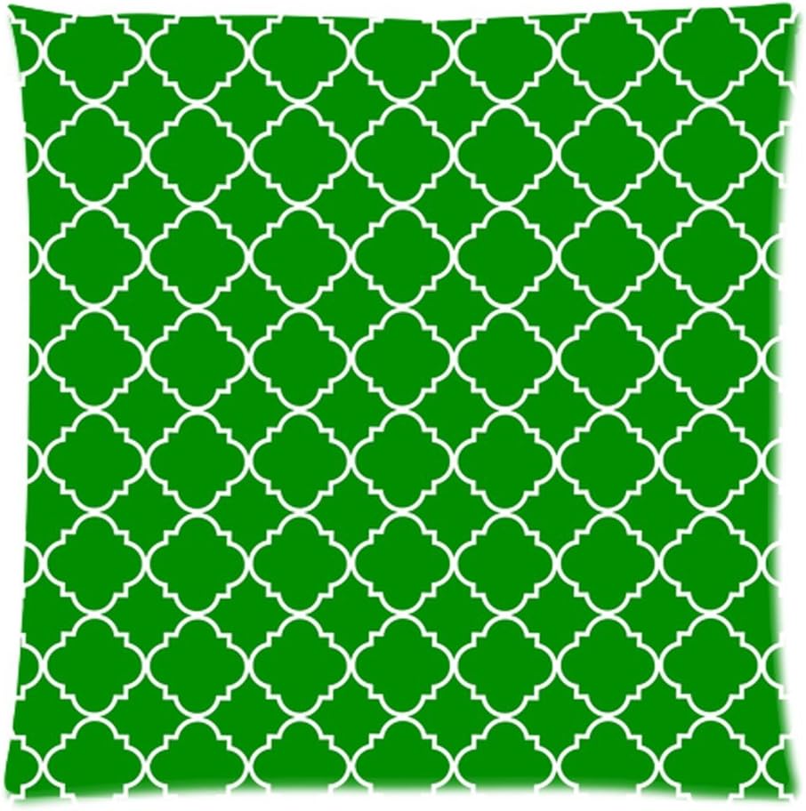 Cool Quatrefoil Simple Green And White Classic Reticular Custom Zippered Pillow Case 20"x20"(Two sides)