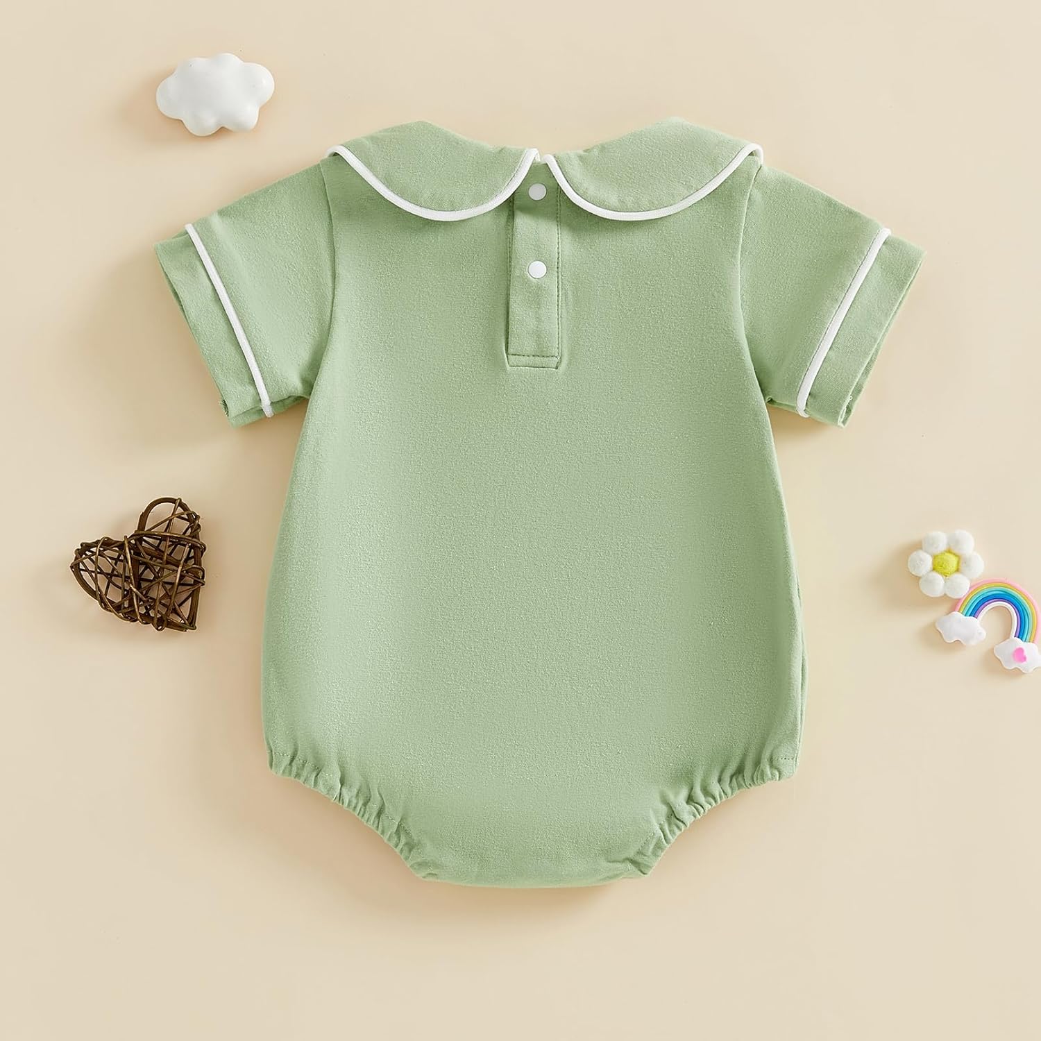 Lamuusaa Newborn Baby Girl Boy Clothes Summer Short Sleeve Doll Collar Romper One Piece Bodysuit Shirts 0 3 6 12 18 Months - Image 7