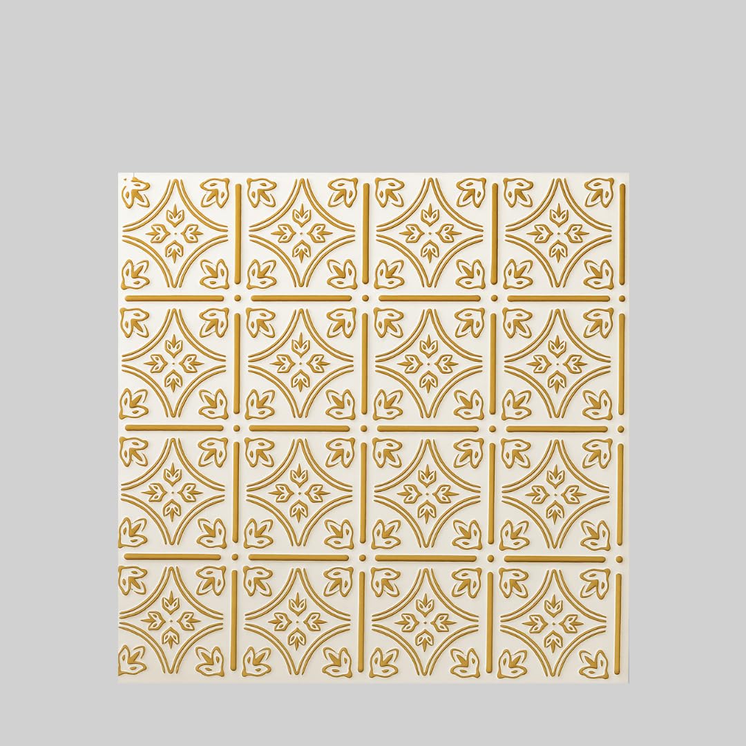 Decorative Ceiling and Wall Panels 2m2 (21.52 sqft) - 8 Panels (White 13 (White&Gold))