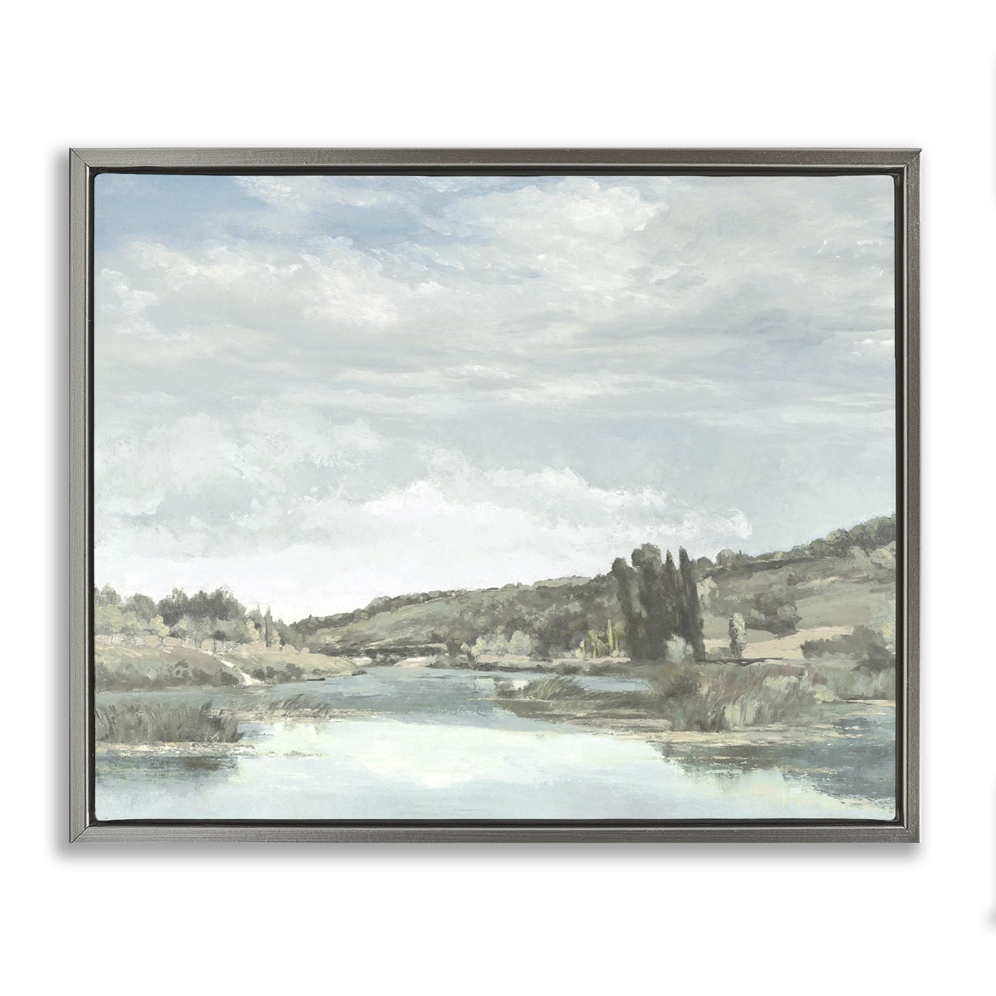 Stupell Industries 'On The Water Landscape', Floating Frame Canvas Art, Gray, 31 x 25 Inches, Easy to Hang and Sturdy, Made in USA, by Christy McKee
