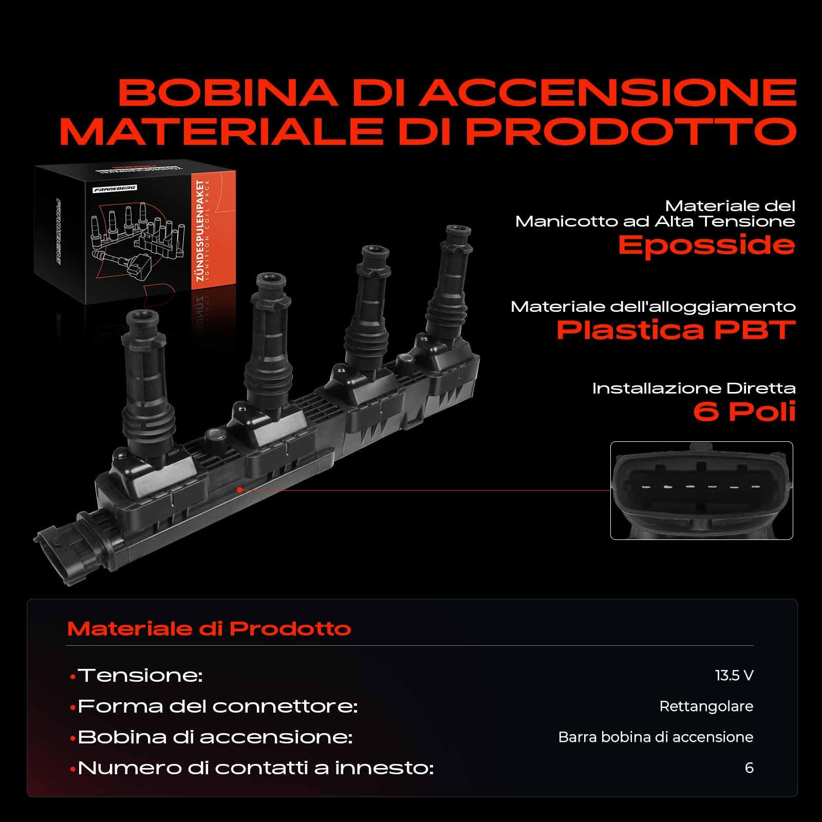 Frankberg Bobine di accensione Compatibile con Cosa C X01 1.2 Astra H CaR.A.Van A04 1.4 LPG Meriva X03 1.4 16V Twinpot Astra H A04 1.4 Astra H CaR.A.Van A04 1.4 1208020