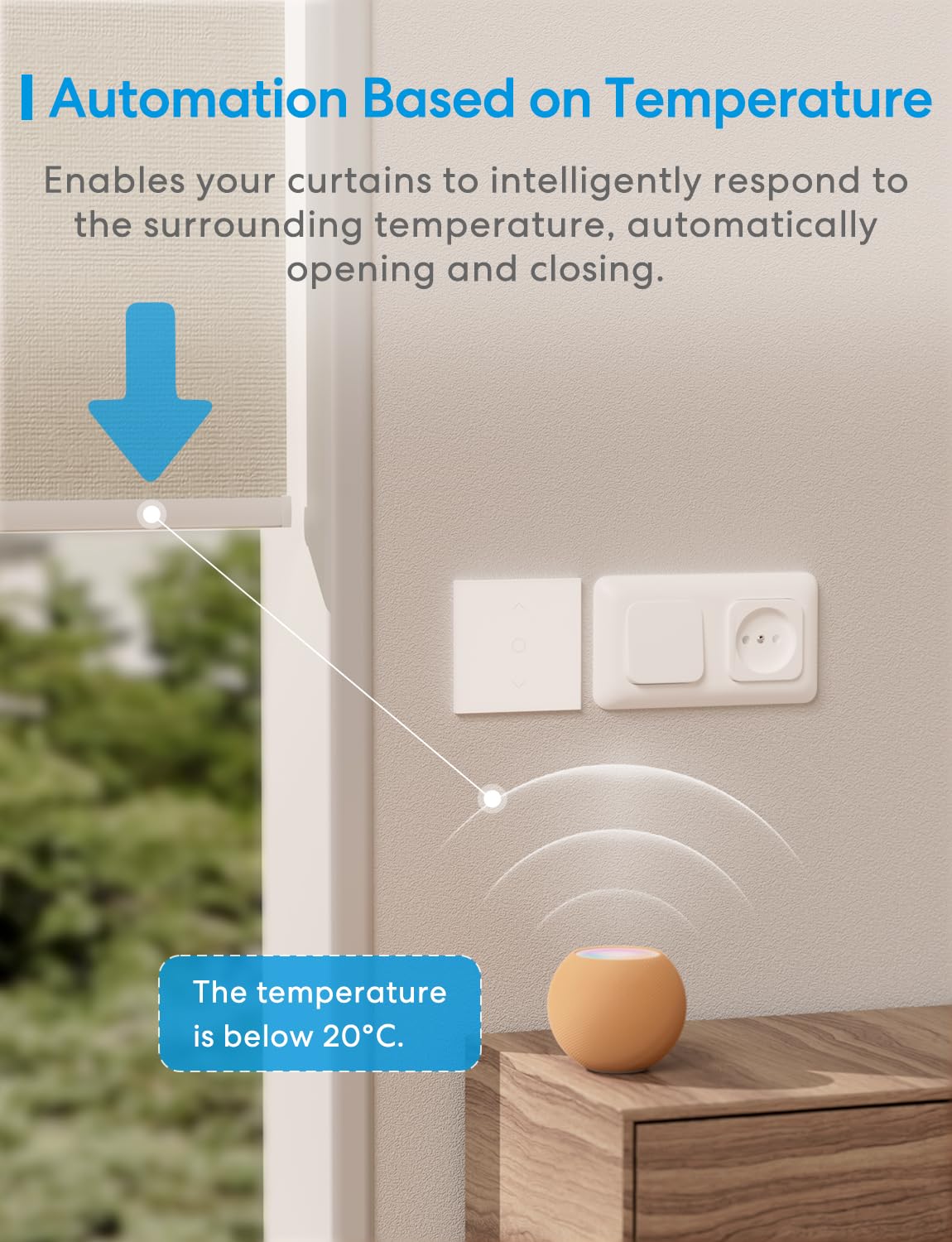 meross Interruttore per tapparelle opaco Smart (cavo neutro necessario), interruttore per tenda compatibile con HomeKit, Alexa e Google Home, controllo percentuale, controllo vocale e telecomando