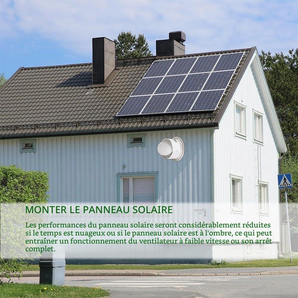 Panneau solaire avec extracteur d'air - 12 V - Kit de ventilateur solaire pour camping-car, serre, conteneur, abri de jardin, voiture de ventilation (10,2 cm)