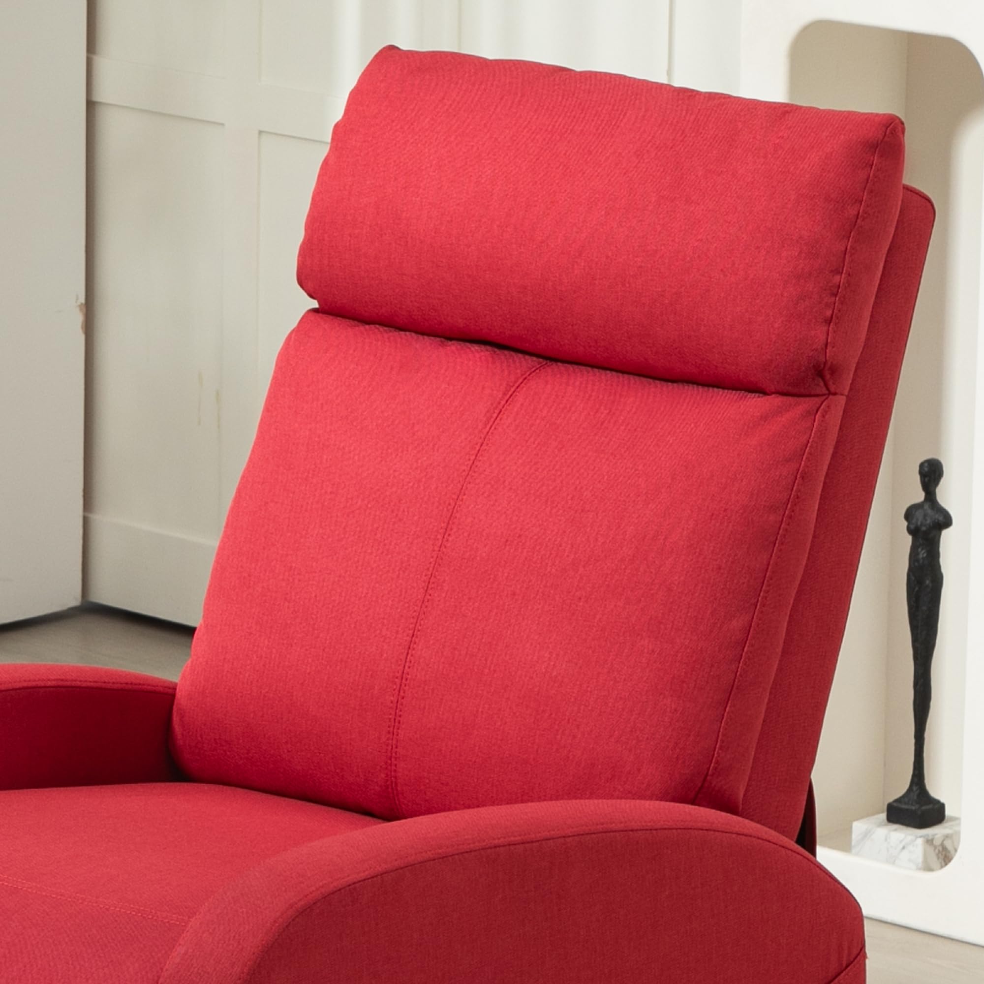 HOMCOM Poltrona Relax Reclinabile Manuale con Poggiapiedi, Poltrona Reclinabile in Tessuto Effetto Lino per Camera da Letto, Salotto e Soggiorno, Rosso