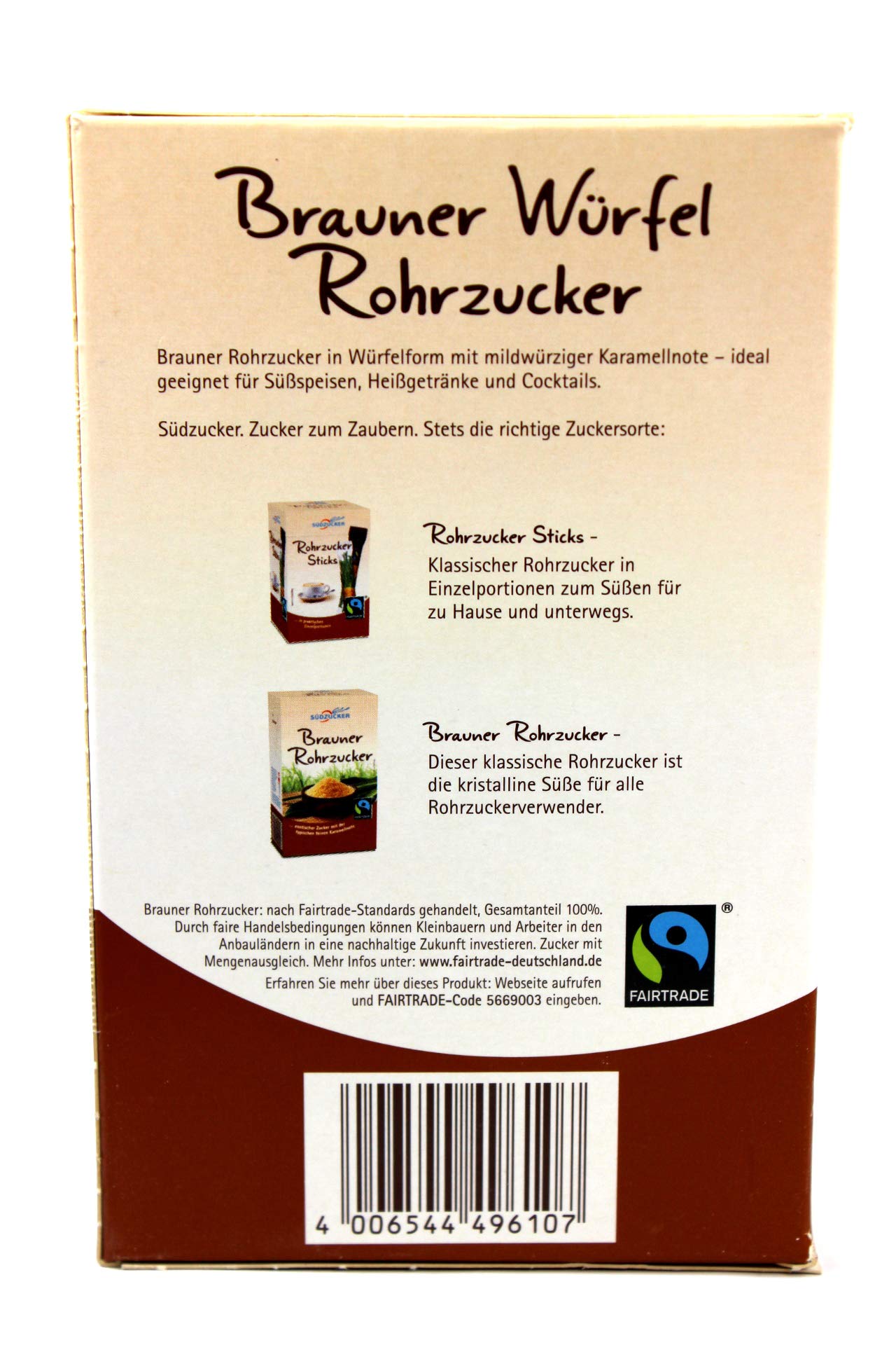 Südzucker Brauner Würfel Rohrzucker Fair Trade, 10er Pack (10x500 g)