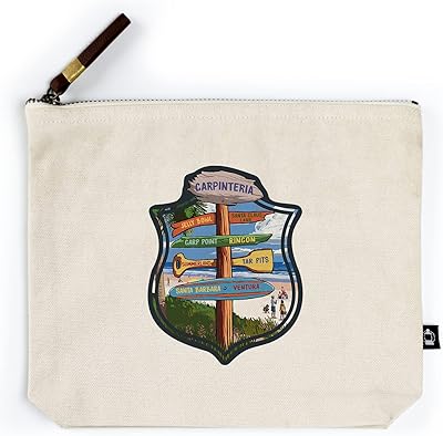 Lantern Press Carpinteria, California, Destination Signpost, Contour (100% Cotton Canvas Travel Accessory Go Bag)