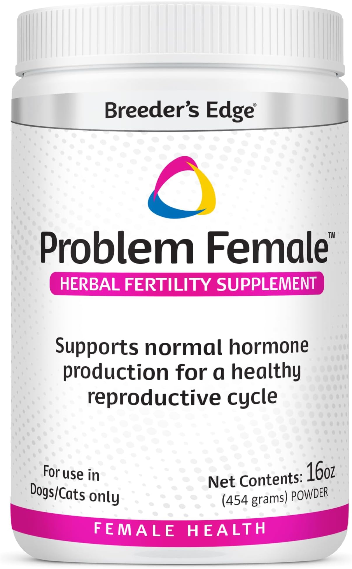 Breeder’s Edge Problem Female, Hormonal Support Supplement for Female Dogs & Cats, Natural Herbal & Amino Acid Blend to Support Reproductive Balance & Pregnancy Maintenance, Pork Liver Flavor, 454g