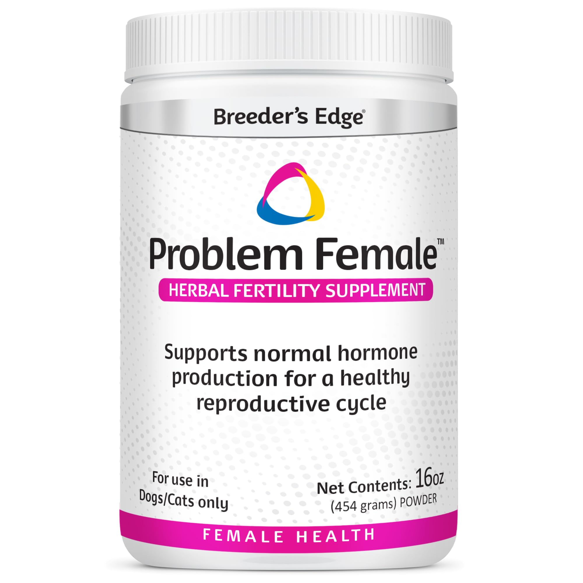Breeder’s Edge Problem Female, Hormonal Support Supplement for Female Dogs & Cats, Natural Herbal & Amino Acid Blend to Support Reproductive Balance & Pregnancy Maintenance, Pork Liver Flavor, 454g