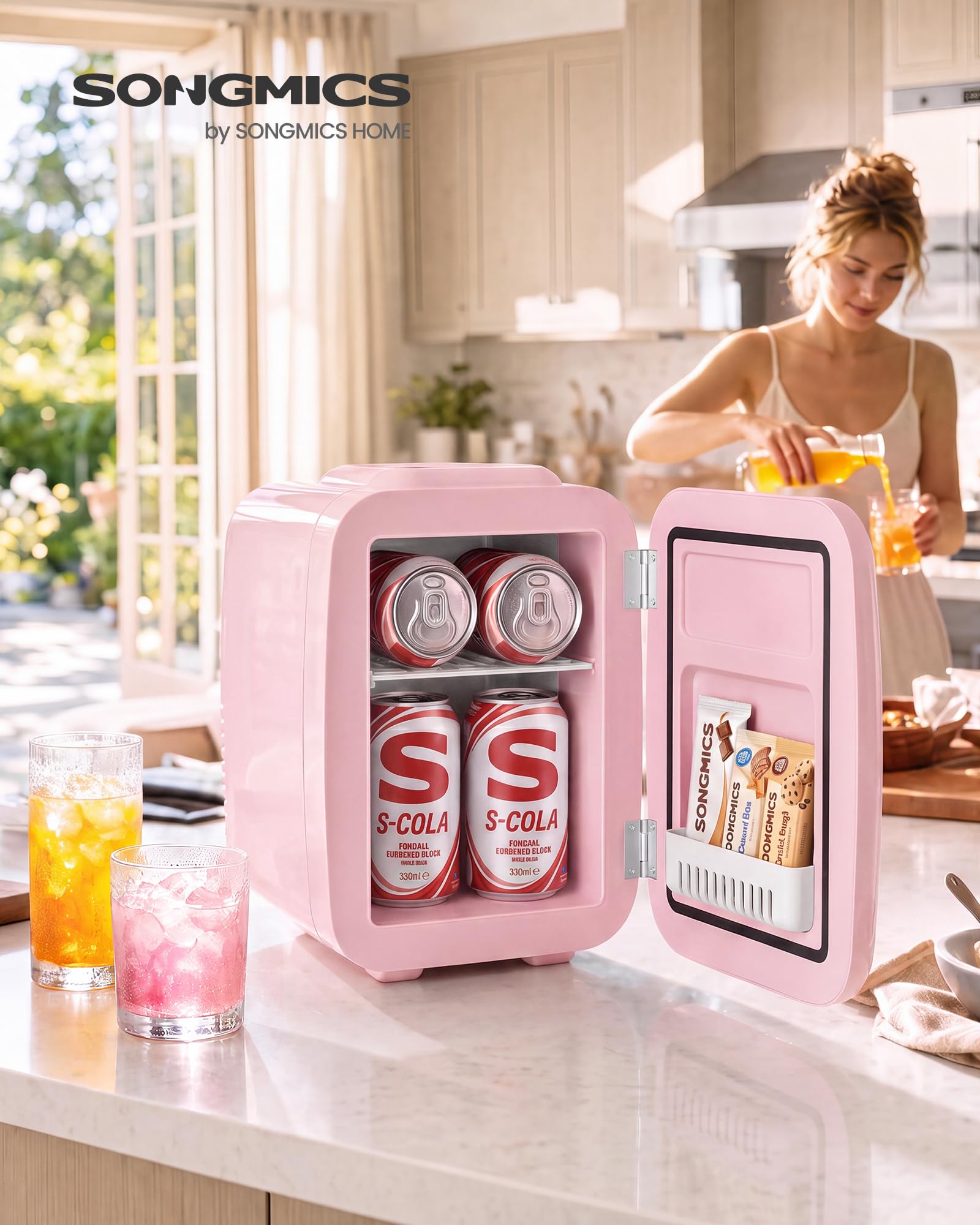 SONGMICS Mini Nevera Portátil, Frío y Calor, 4 L