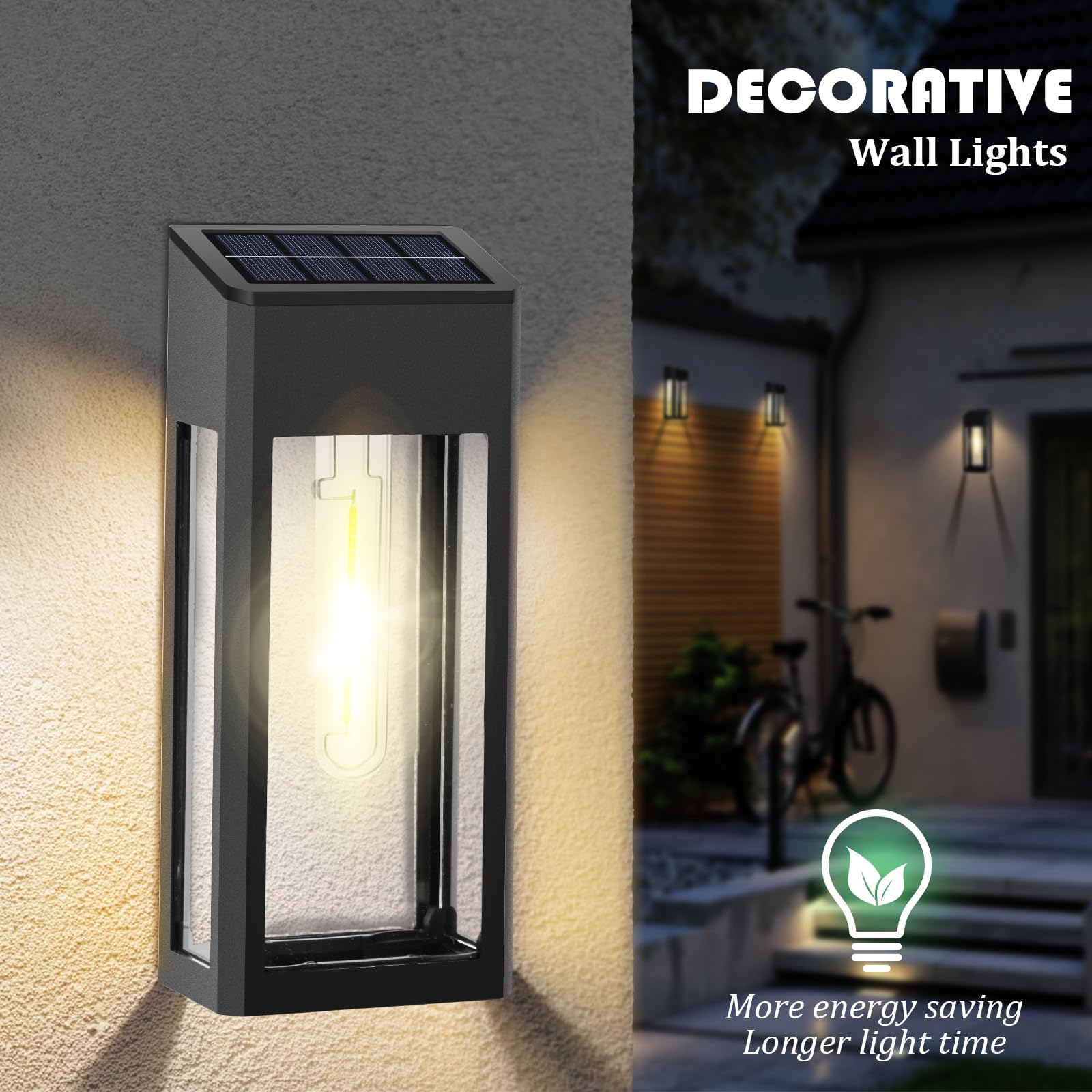 4-Pack Solar Wall Lights With RGB & Warm White - Waterproof Outdoor Fence Lights For Garden & Patio