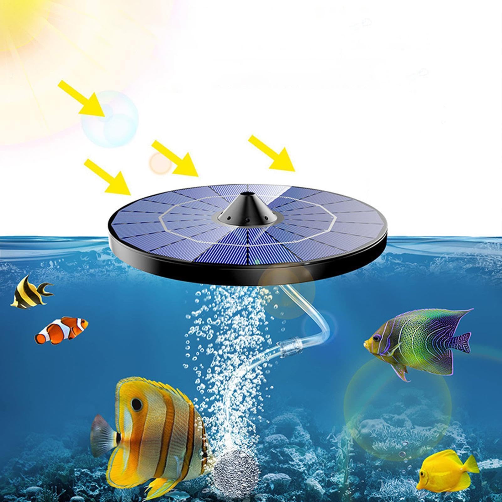 Aireador de estanque con energía solar,Bomba de aire silenciosa de 2,5 vatios con manguera de aire de 1,5 metros incluida - Set con bomba de oxígeno flotante,Para Acuarios Exteriores Jardín Paisaje